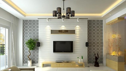 Một số ý tưởng về đèn led hắt trang trí tivi treo tường và phòng khách 